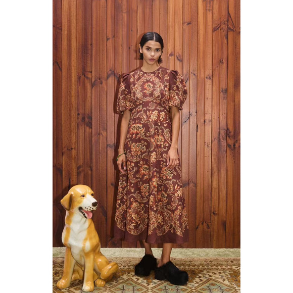 Alemais Seraphina printed linen midi dress US 6 - Picture 2 of 11